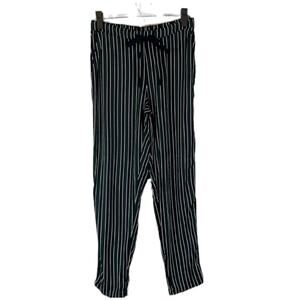 Mango Navy Blue & Green Striped Casual Lounge Relaxed Pants Women Sz XS